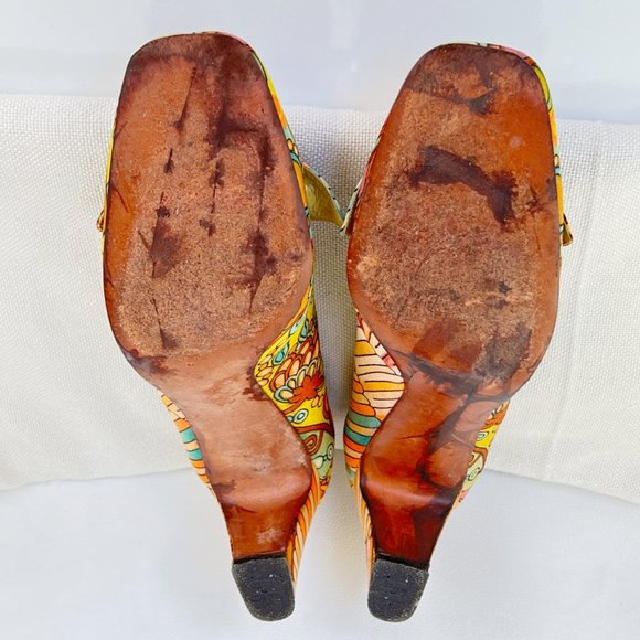 MR SEYMOUR Vintage 60's 70's Psychedelic Floral Bow Pumps Size 10AA RARE - Picture 15 of 15